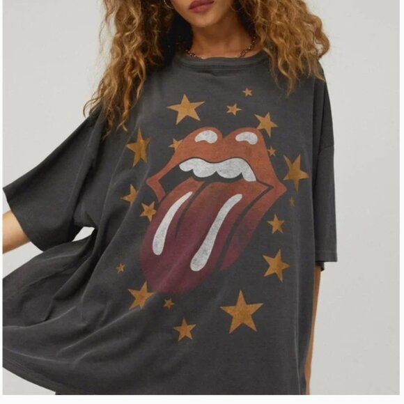 Daydreamer Rolling Stones Star Print One Size Tee Grey One Size - Picture 5 of 12